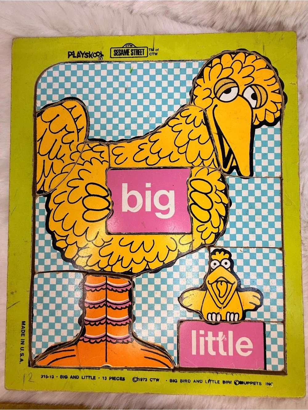 Vintage 1970s Playskool Sesame St. Ernie Oscar Big Bird Birds Puzzles Lot Of 4
